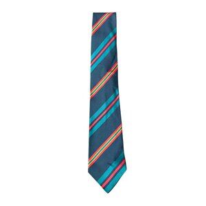 Vintage Nono Maldonado Handmade Mens Striped Silk Tie Navy Red Green